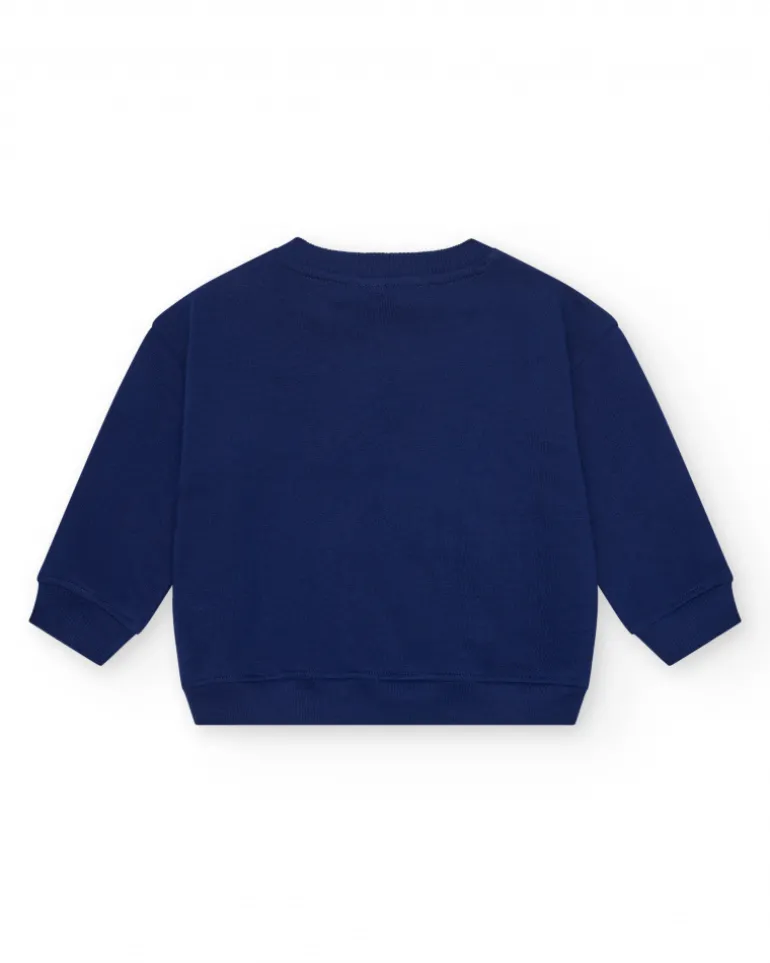 Sweat bleu marine pour garçon avec nageoires 3D