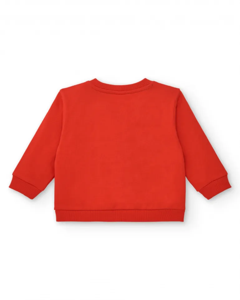 Sweat garçon rouge imprimé chiffres et calculatrice collection Big Brains