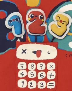 Sweat garçon rouge imprimé chiffres et calculatrice collection Big Brains