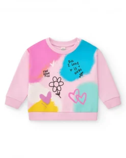 Sweat multicolore pour fille avec phrases et dessins créatifs