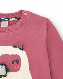 Sweat rose motif ours polaire pour fille de la collection Freezy