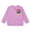 Sweat-shirt pour fille en lilas avec poches avant et fermeture éclair.