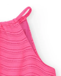 Top pour fille en rose avec bretelles et taille élastique.