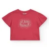 T-shirt à manches courtes pour fille en rouge avec imprimé frontal.