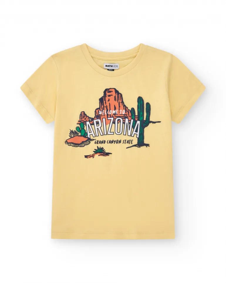 T-shirt à manches courtes pour garçon en jaune avec imprimé de l’érizona.