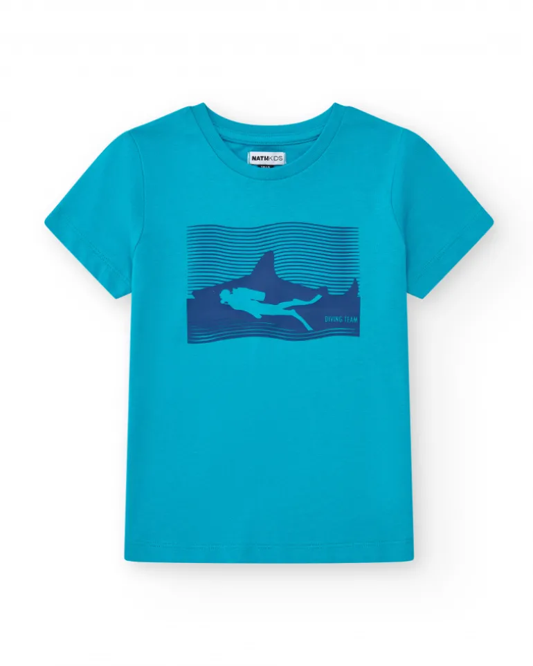 T-shirt à manches courtes pour garçon en vert avec design frontal