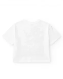 T-shirt à manches courtes pour fille en blanc avec imprimé floral.