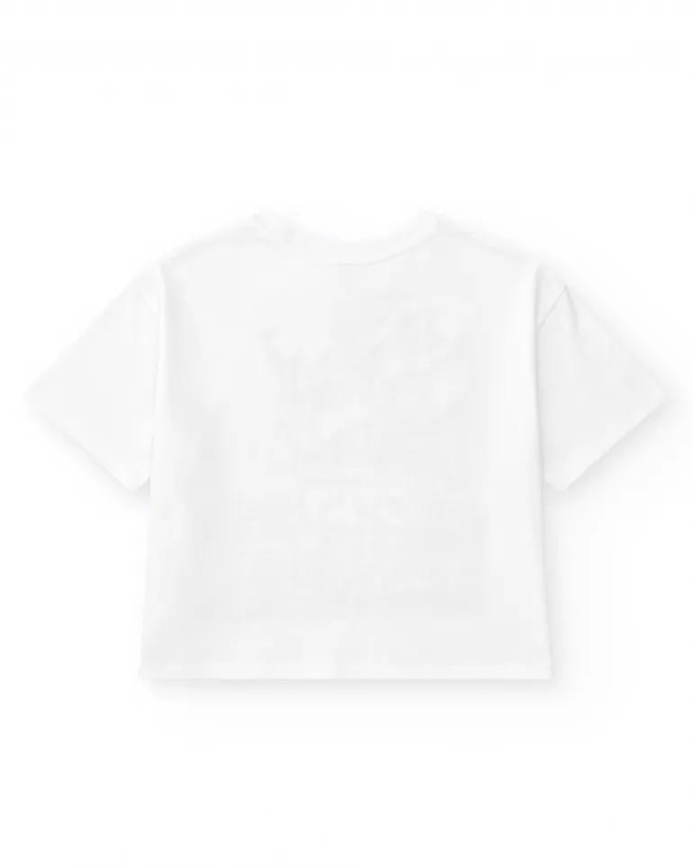 T-shirt à manches courtes pour fille en blanc avec imprimé floral.
