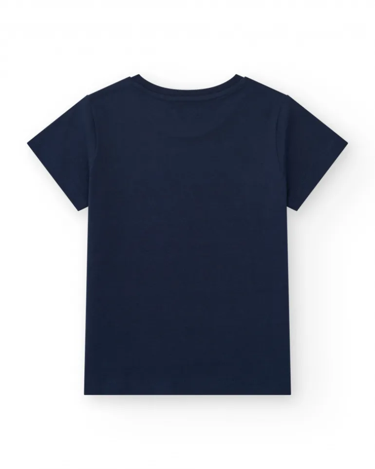 T-shirt à manches courtes pour garçon en noir avec imprimé frontal.
