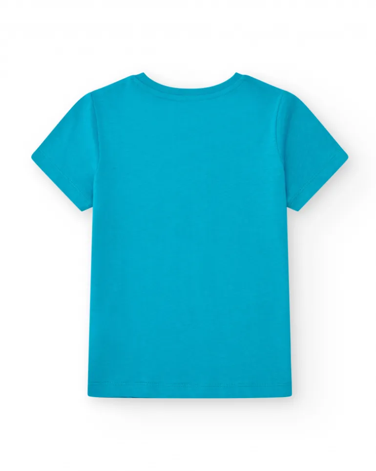 T-shirt à manches courtes pour garçon en vert avec design frontal
