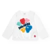 T-shirt à manches longues blanc pour fille avec appliques florales