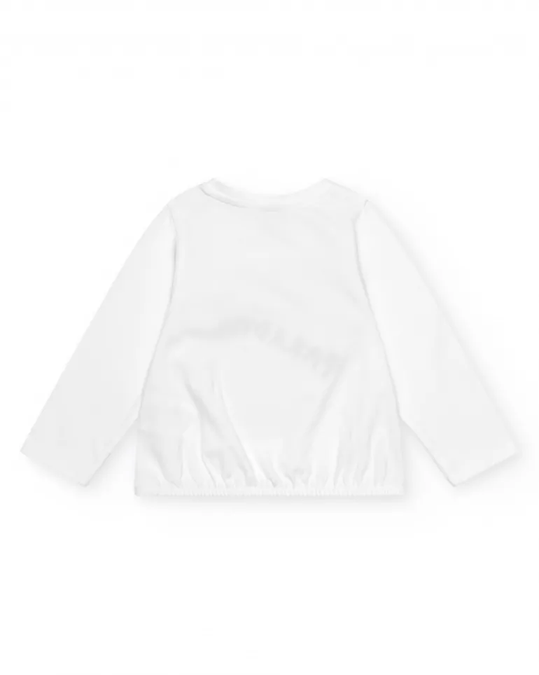 T-shirt à manches longues blanc pour fille avec appliques florales