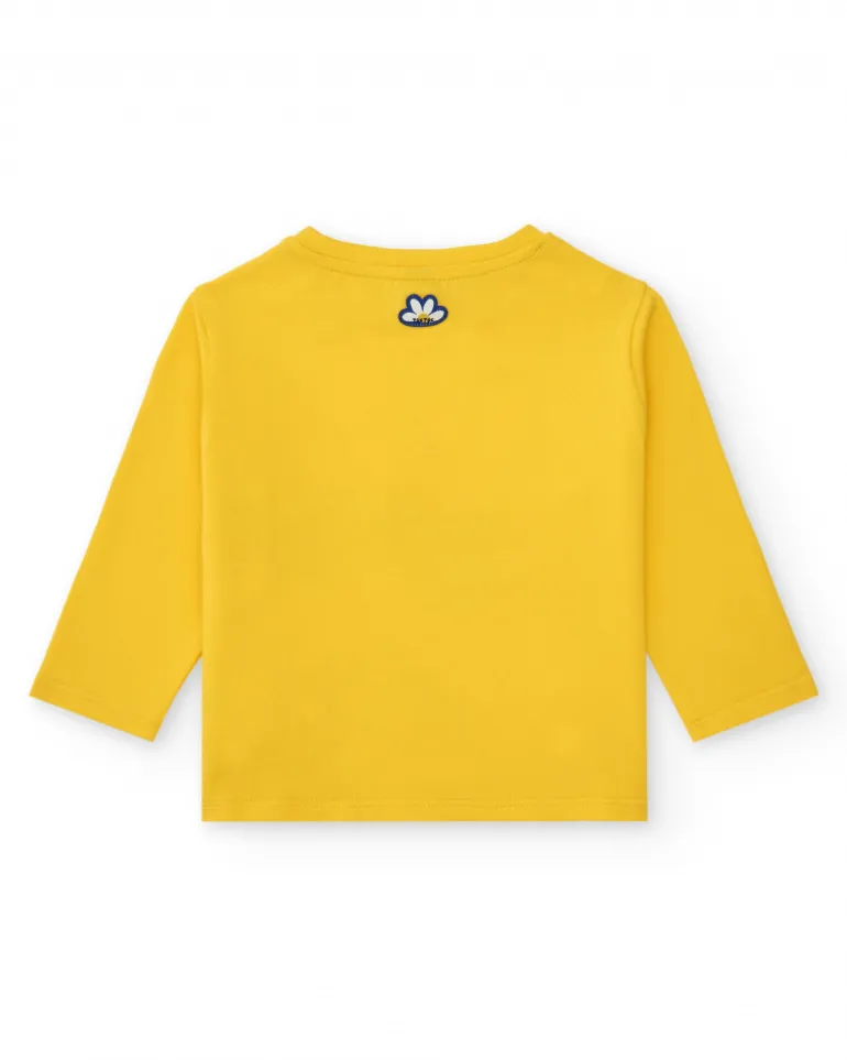 T-shirt à manches longues jaune pour fille avec fleur