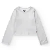 T-shirt à manches longues pour fille en argenté avec finition brillante.