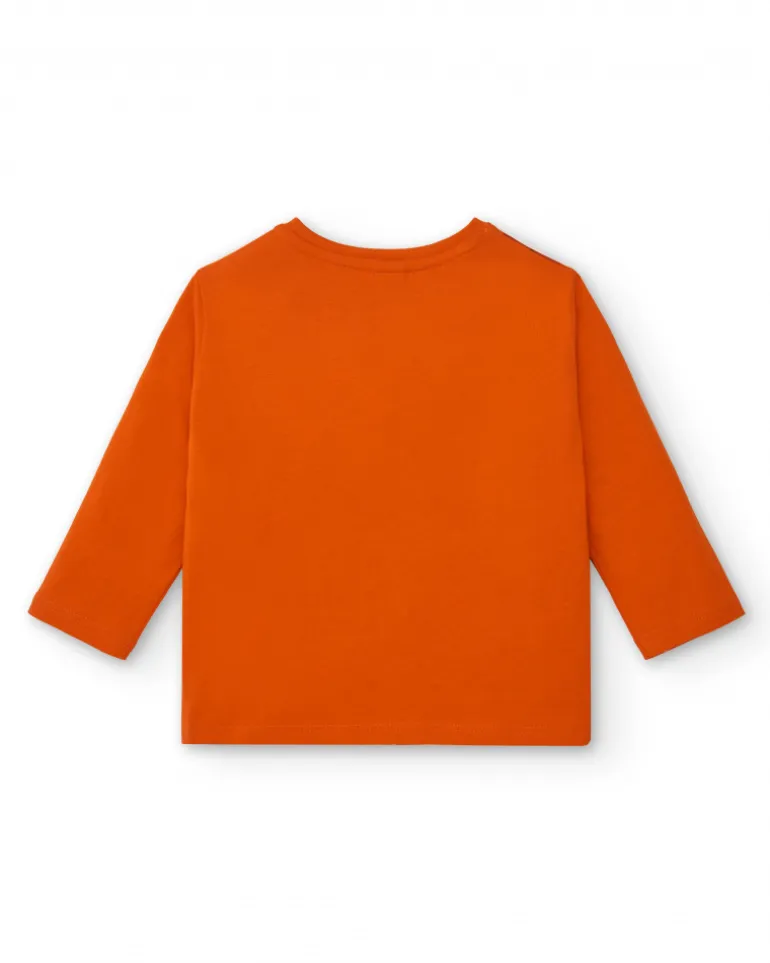 T-shirt à manches longues pour garçon imprimé super-héros orange collection Super Natural