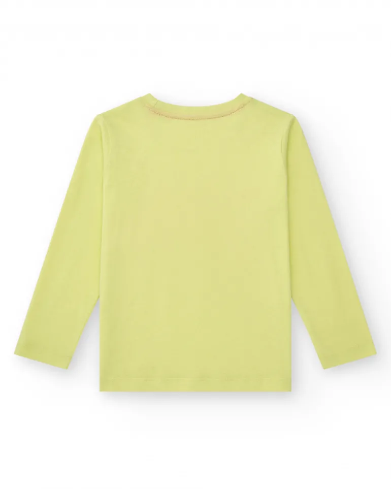 T-shirt à manches longues pour garçon en vert avec imprimé griffe d’animal