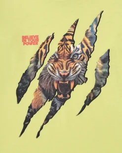 T-shirt à manches longues pour garçon en vert avec imprimé griffe d’animal