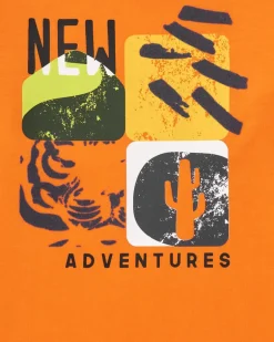 T-shirt à manches longues pour garçon en orange avec imprimé frontal