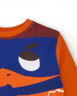 T-shirt à manches longues pour garçon de couleur orange avec imprimé super-héros de la collection Super Natural