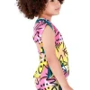 T-shirt blanc pour fille avec fleurs et fermeture à l’