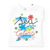 T-shirt blanc pour fille avec imprimé marin et phrase "Sea Colors"