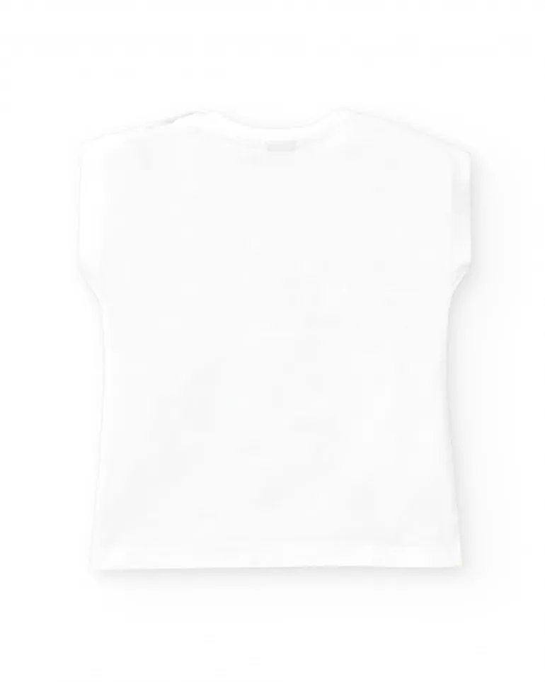 T-shirt blanc pour fille avec imprimé marin et phrase "Sea Colors"