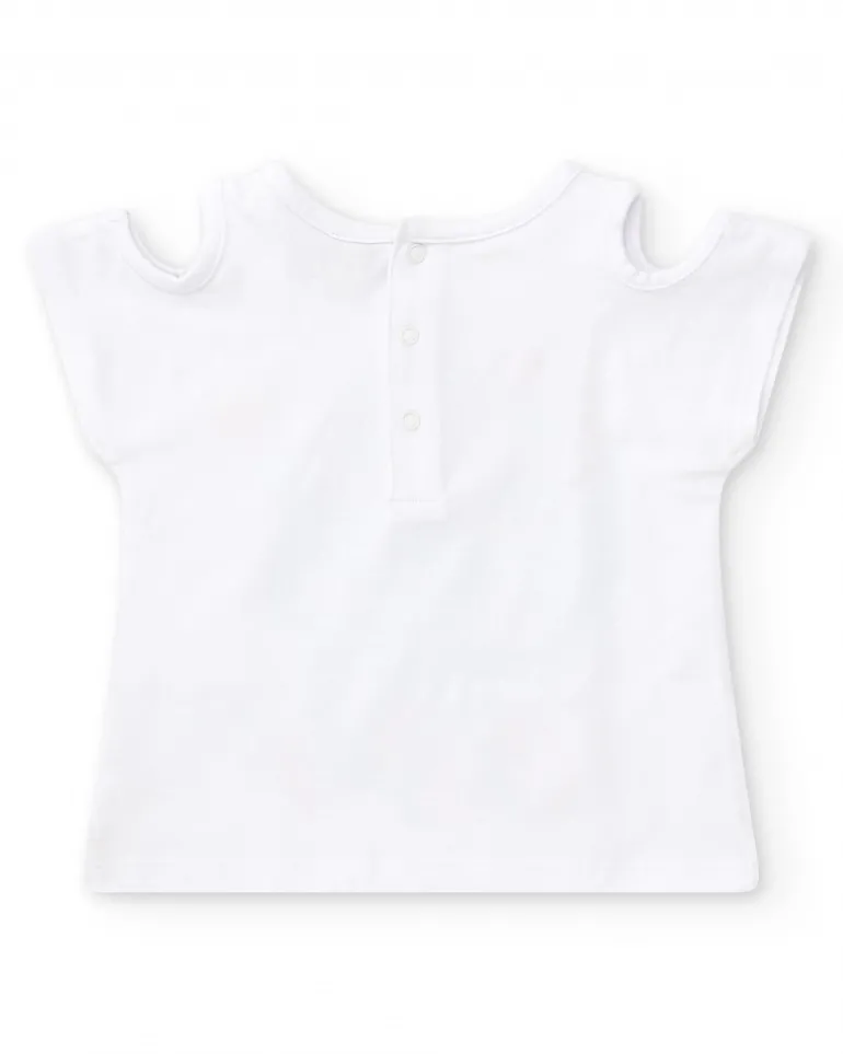 T-shirt blanc pour fille avec imprimé de pieuvre