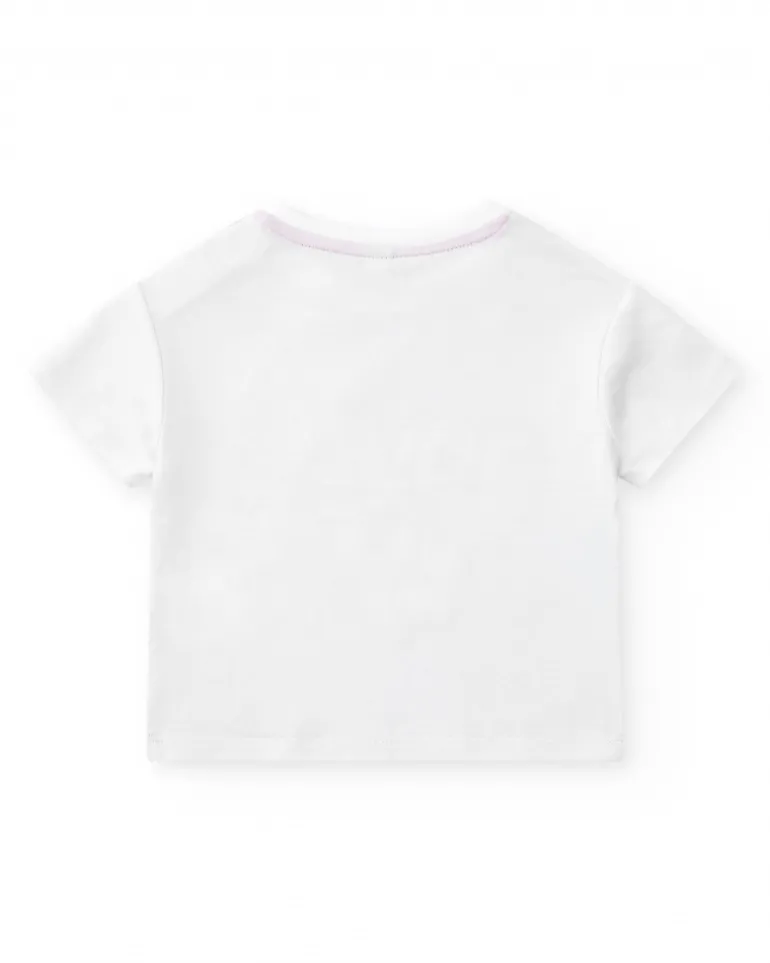 T-shirt blanc pour fille avec fleurs