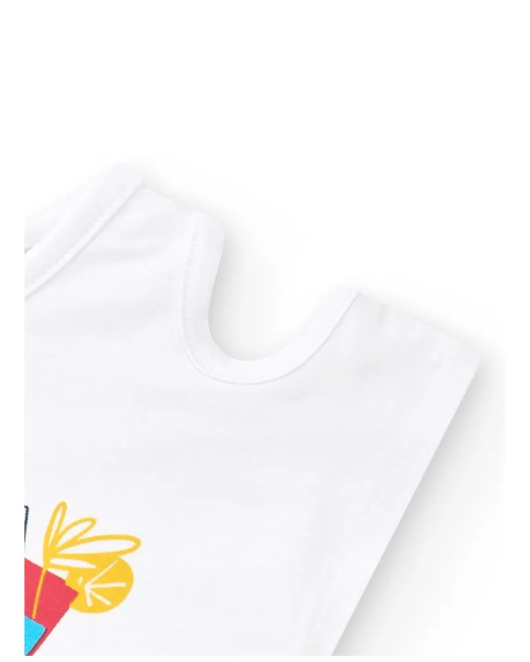 T-shirt blanc pour fille avec imprimé de pieuvre