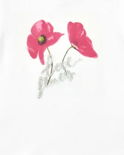 T-shirt blanc pour fille avec fleurs et paillettes