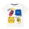 T-shirt blanc pour garçon avec illustrations florales