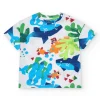 T-shirt blanc pour garçon avec poissons et plantes marines