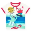T-shirt blanc pour garçon avec bordures rouges et imprimé de crocodile