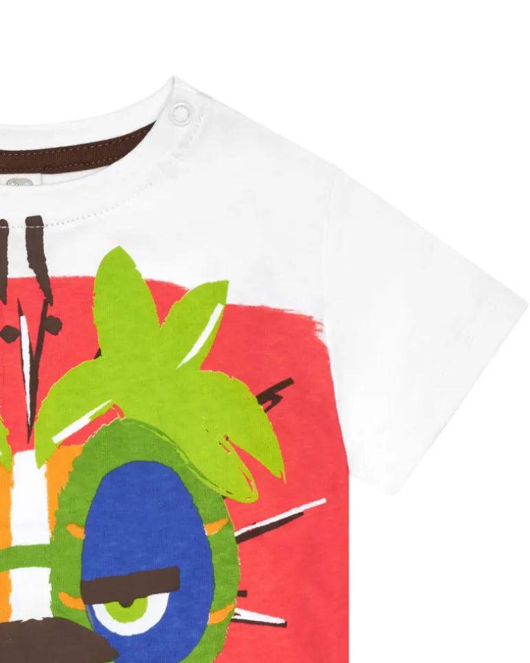 T-shirt blanc pour garçon avec tigre et phrase "I'm quiet!!"
