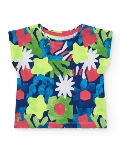 T-shirt bleu pour fille avec imprimé floral