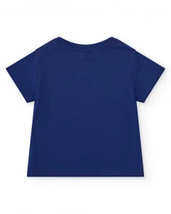 T-shirt bleu pour garçon avec requins et poissons