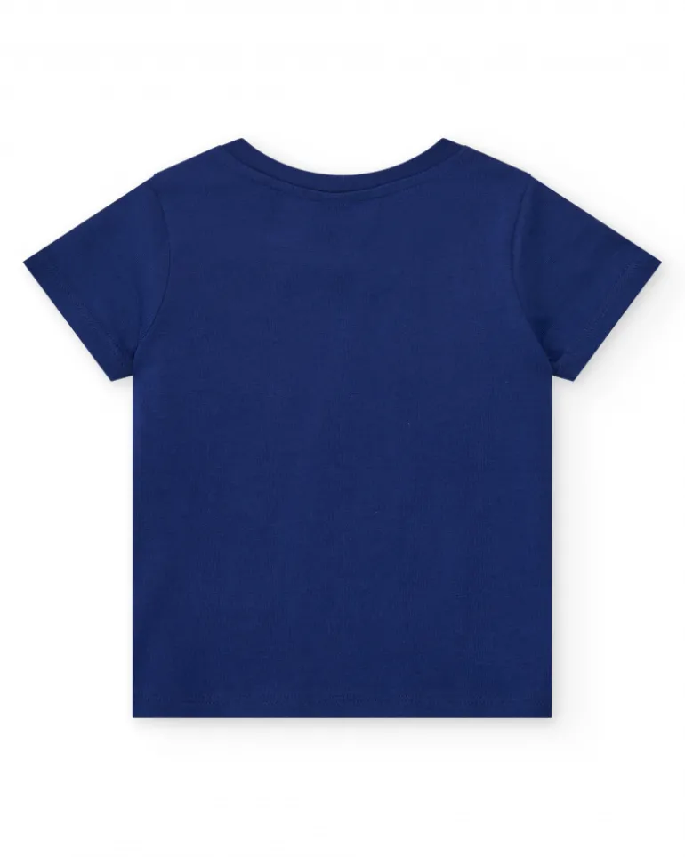 T-shirt bleu pour garçon avec imprimé géométrique
