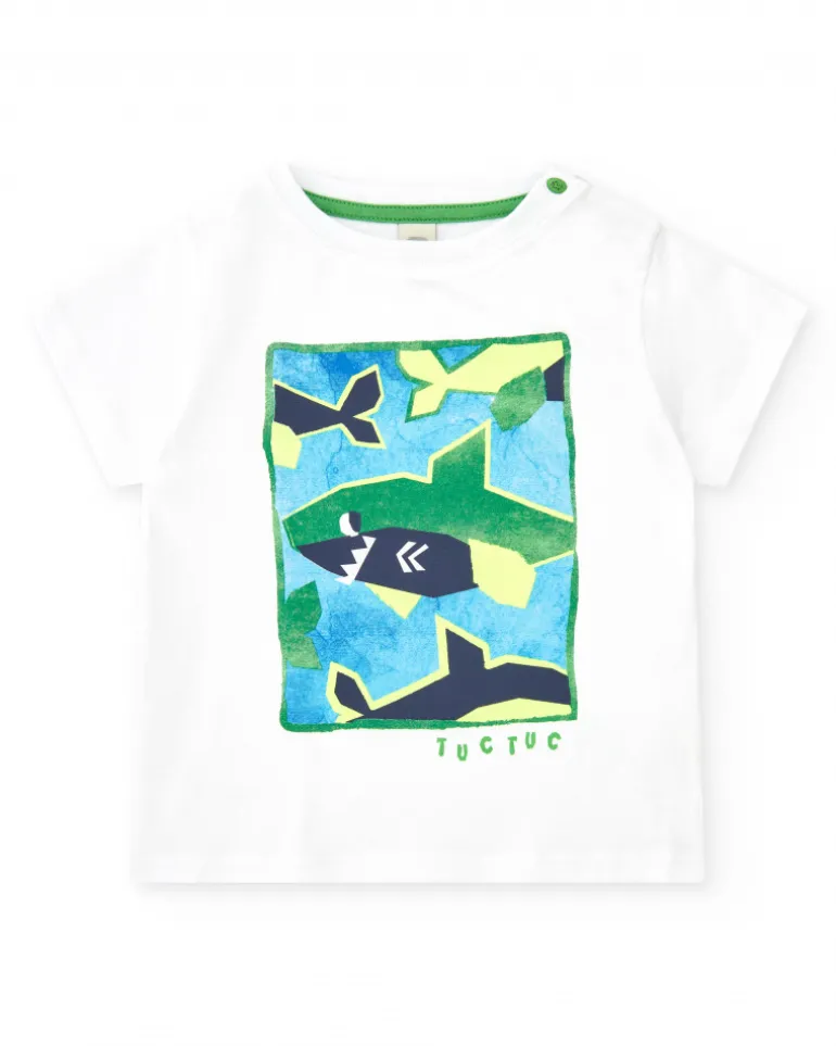 T-shirt bleu pour garçon avec imprimé marin