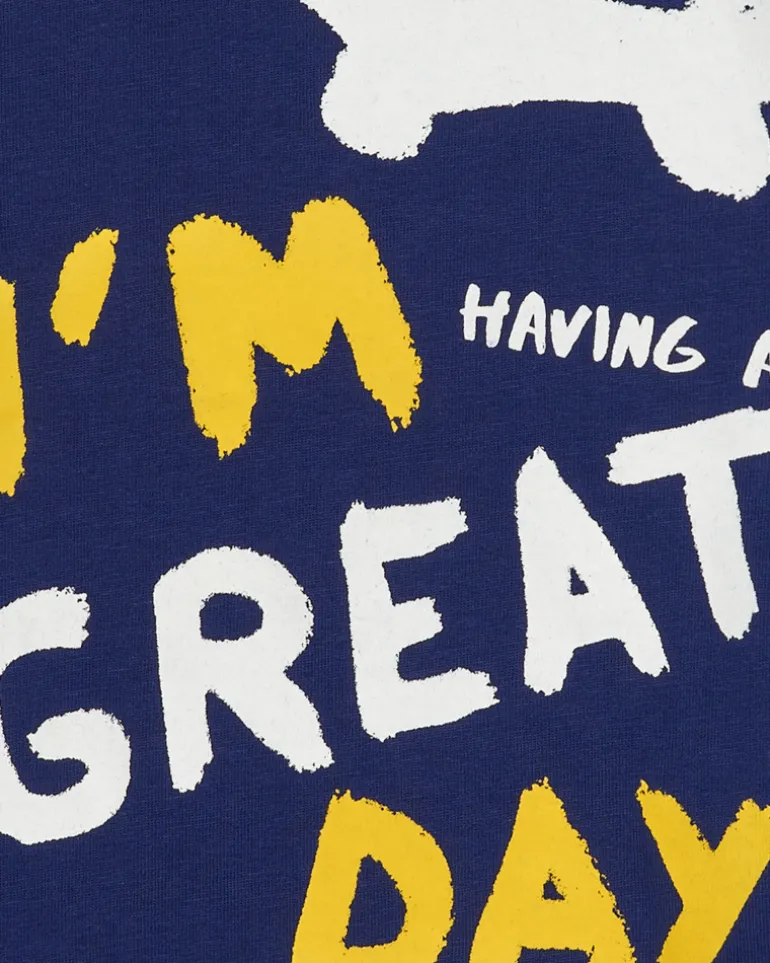 T-shirt bleu pour garçon avec phrase "Having a Great Time"