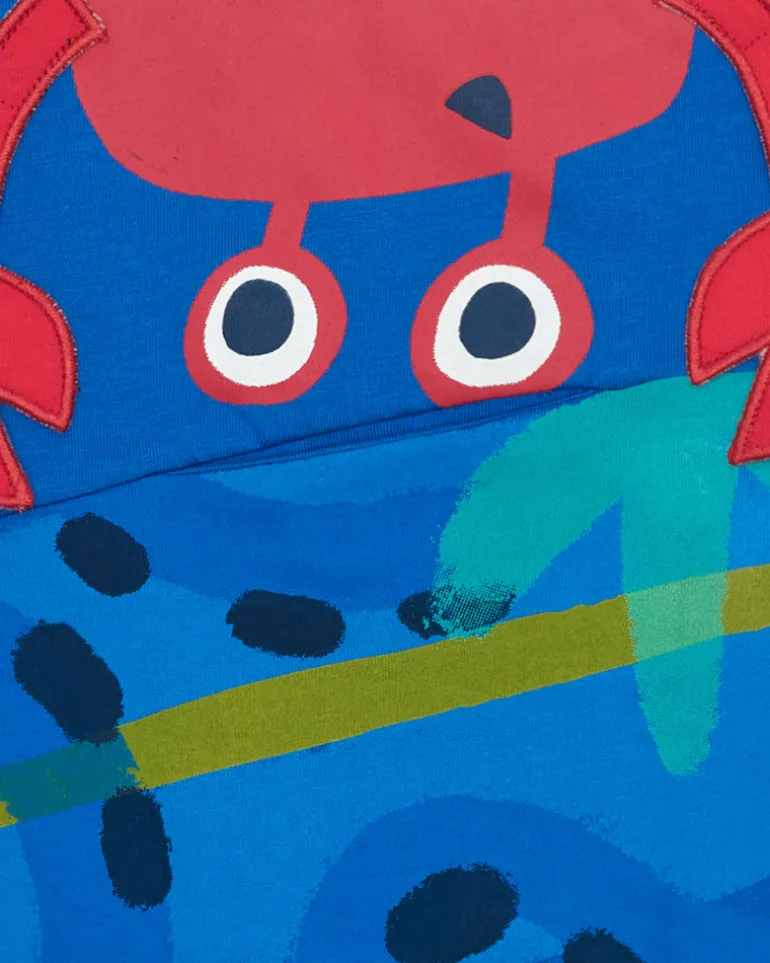 T-shirt bleu pour garçon avec imprimé de crabe et boutons à l’