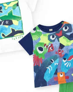 T-shirt bleu pour garçon avec imprimé marin