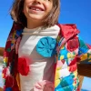 T-shirt en maille pour fille en blanc avec des appliques florales Happy Garden