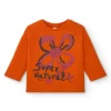 T-shirt fille orange à imprimé fleuri et texte collection Super Natural