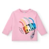 T-shirt fille rose imprimé crayons de couleur collection Big Brains