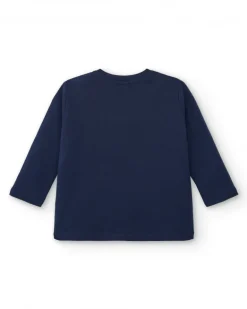 T-shirt garçon bleu marine imprimé "Super Cool" de la collection Big Brains