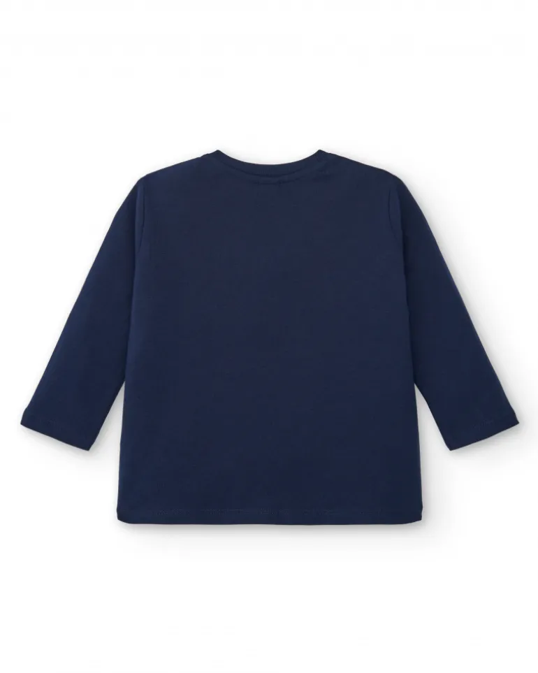 T-shirt garçon bleu marine imprimé "Super Cool" de la collection Big Brains