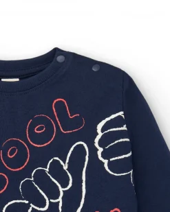 T-shirt garçon bleu marine imprimé "Super Cool" de la collection Big Brains