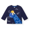 T-shirt garçon en maille bleu marine à imprimé canon et manches longues Amazing collection
