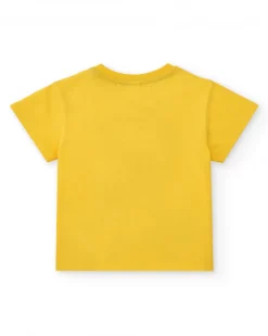 T-shirt jaune pour garçon avec animal bleu et phrase "I'm Great"