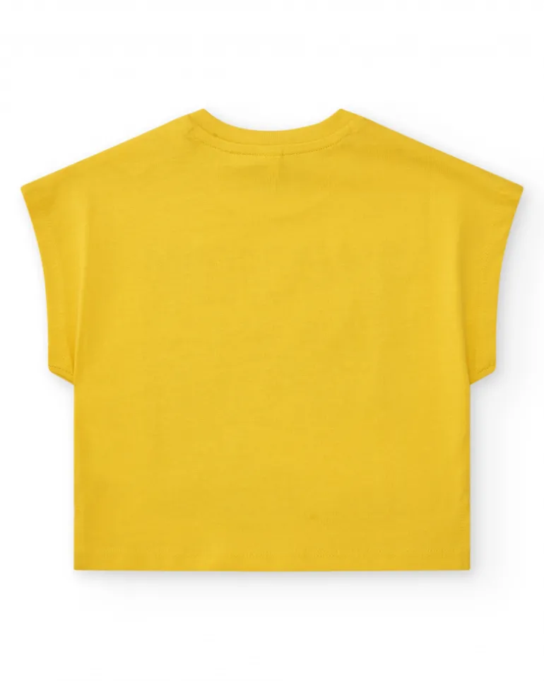 T-shirt jaune pour garçon avec imprimé de dinosaures et fermeture à l’